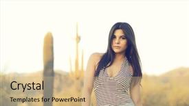  Presentation with late - Slide set having free jewelry - young woman walking outside background and a coral colored foreground