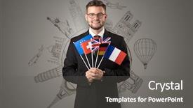  Presentation with journey line - Presentation enhanced with free journey line - elegant man with sightseeing concept background and a  colored foreground