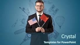  Presentation with elegant - Presentation theme having free journey line - elegant man with sightseeing concept background and a  colored foreground