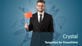  Presentation with human rights concept chained man - Cool new presentation theme with free journey line - elegant man with sightseeing concept backdrop and a  colored foreground