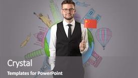  Presentation with elegant - Presentation featuring free journey line - elegant man with sightseeing concept background and a  colored foreground