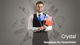  Presentation with elegant - Beautiful theme featuring free journey line - elegant man with sightseeing concept backdrop and a  colored foreground