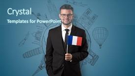  Presentation with elegant - Presentation design consisting of free journey line - elegant man with sightseeing concept background and a  colored foreground