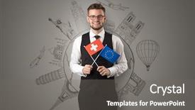  Presentation with elegant - Slide set having free journey line - elegant man with sightseeing concept background and a  colored foreground