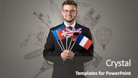  Presentation with elegant - Cool new presentation design with free journey line - elegant man with sightseeing concept backdrop and a  colored foreground