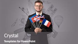  Presentation with elegant - Presentation consisting of free journey line - elegant man with sightseeing concept background and a  colored foreground