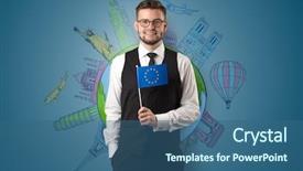  Presentation with elegant - Cool new PPT theme with free journey line - elegant man with sightseeing concept backdrop and a  colored foreground