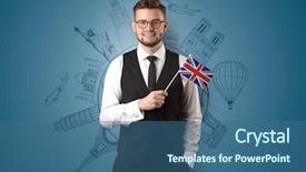  Presentation with elegant - Presentation enhanced with free journey line - elegant man with sightseeing concept background and a ocean colored foreground