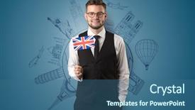  Presentation with elegant - Presentation theme enhanced with free journey line - elegant man with sightseeing concept background and a  colored foreground