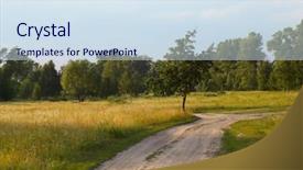  Presentation with road to safety - Slide set enhanced with free journey line - summer landscape with country road background and a  colored foreground