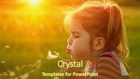  Presentation with dandelion - Beautiful PPT layouts featuring free kids - girl blowing dandelion outdoors backdrop and a gold colored foreground