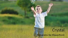 Presentation with fun - Colorful presentation theme enhanced with free kids - happy young beautiful child have backdrop and a gold colored foreground