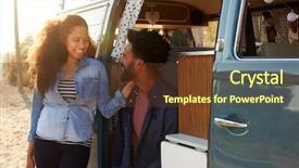  Presentation with roadside - PPT theme featuring free knee - couple making a roadside stop background and a tawny brown colored foreground