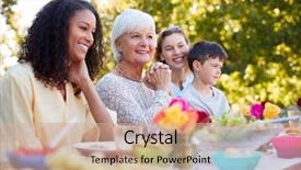  Presentation with garden tea party pretty - Slide set featuring free knee - family and friends having background and a coral colored foreground