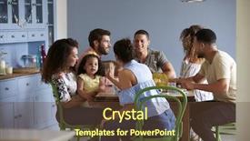  Presentation with dining - Beautiful slide deck featuring free knee - friends with a child sit backdrop and a tawny brown colored foreground