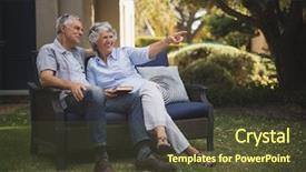  Presentation with active seniors senior couple - Amazing theme having free knee - happy senior couple sitting together backdrop and a  colored foreground