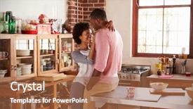  Presentation with embrace race - Colorful PPT theme enhanced with free knee - mixed race couple sit embracing backdrop and a  colored foreground