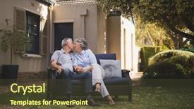  Presentation with senior couple - Slides enhanced with free knee - senior couple kissing while sitting background and a  colored foreground