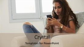  Presentation with home schoolng teens - Beautiful PPT theme featuring free knee - teenage girl text messaging backdrop and a coral colored foreground