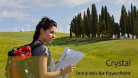  Presentation with black women beautiful woman - Amazing slide set having free korean background - beautiful traveler woman carrying backpack backdrop and a  colored foreground