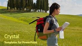  Presentation with backpack - PPT layouts having free korean background - beautiful traveler woman carrying backpack background and a  colored foreground