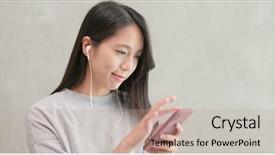  Presentation with art culture and music - Presentation with free korean background - woman listen to music background and a coral colored foreground