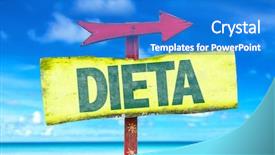  Presentation with diet - Slide set having free languages - diet in portuguese sign background and a cobalt blue colored foreground