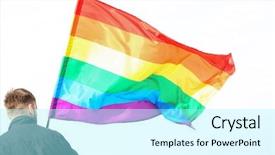  Presentation with gay flag - PPT theme consisting of free lgbt - man holding gay flag background and a arctic colored foreground