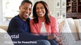  Presentation with living room - Audience pleasing presentation design consisting of looking to camera front view backdrop and a tawny brown colored foreground