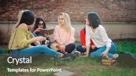  Presentation with free nature - Cool new PPT theme with free loand - female friends hanging out outdoor backdrop and a  colored foreground