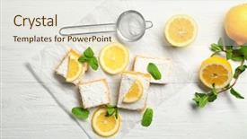  Presentation with powdered - Cool new slides with free lunch - delicious lemon pie bars backdrop and a sky blue colored foreground