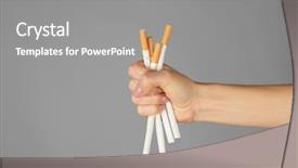  Presentation with cigarettes - Colorful slide deck enhanced with smoking free - female hand holding heap backdrop and a gray colored foreground