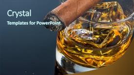 Presentation with cigar - Beautiful theme featuring free drug addiction - whiskey and cigar backdrop and a ocean colored foreground