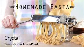  Presentation with supervised machine learning - Audience pleasing presentation design consisting of making homemade pasta with machine backdrop and a coral colored foreground