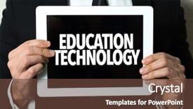  Presentation with education technology - PPT theme featuring free math - education technology background and a tawny brown colored foreground