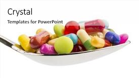  Presentation with tablets - Colorful slide set enhanced with free medical - lots of colored tablets backdrop and a white colored foreground