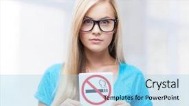  Presentation with young sing woman singing young - Cool new presentation with free medical - picture of woman with smoking backdrop and a light blue colored foreground