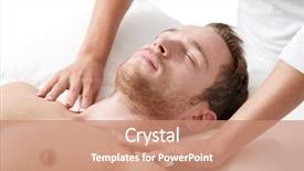  Presentation with man relaxing on massage table - PPT theme with free medical - relaxed eyes closed man getting background and a coral colored foreground