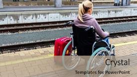  Presentation with wheelchair - Colorful slide deck enhanced with free medical - young woman sitting backdrop and a coral colored foreground
