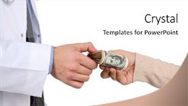  Presentation with doctor patient relations - Amazing PPT theme having free medical records - male doctor receiving money backdrop and a white colored foreground
