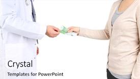  Presentation with patient and doctor - Slides featuring free medical records - male doctor receiving money background and a white colored foreground