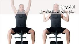  Presentation with tv show studio camera - Presentation with free military - shoulder press exercise studio shot background and a white colored foreground
