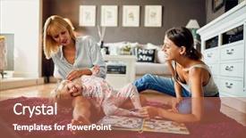  Presentation with living room - Presentation having free mother baby - kid with two females having background and a coral colored foreground