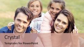  Presentation with broken family children sad - PPT theme with free mother baby - young family with children having background and a coral colored foreground