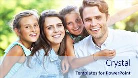  Presentation with young children - Colorful slides enhanced with free mother baby - young family with children having backdrop and a  colored foreground