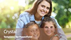  Presentation with young children - Slides consisting of free mother baby - young mom with children having background and a  colored foreground