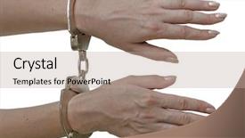  Presentation with murder - PPT theme with free murder crime - handcuffs locked background and a mint green colored foreground