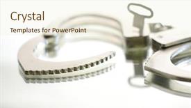  Presentation with hand handcuffs - Audience pleasing presentation design consisting of free murder crime - handcuffs unlocked backdrop and a cream colored foreground