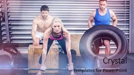  Presentation with crossfit - Cool new slides with free muscle - fit people doing exercises backdrop and a ocean colored foreground