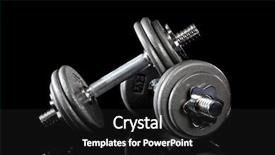  Presentation with muscle - Amazing presentation design having free muscle - set of dumbbells backdrop and a  colored foreground